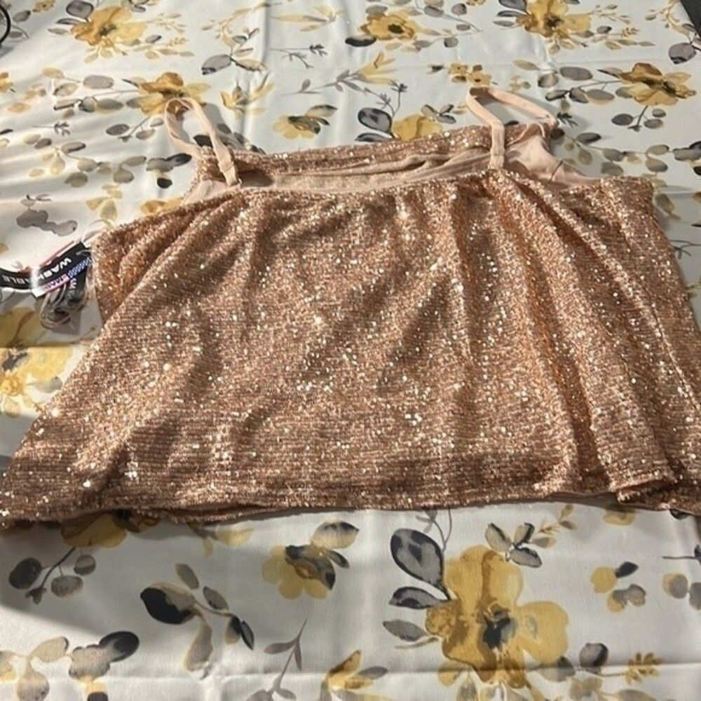 New R & M RICHARDS Nightway Sequined Top In Gold - Picture 4 of 8